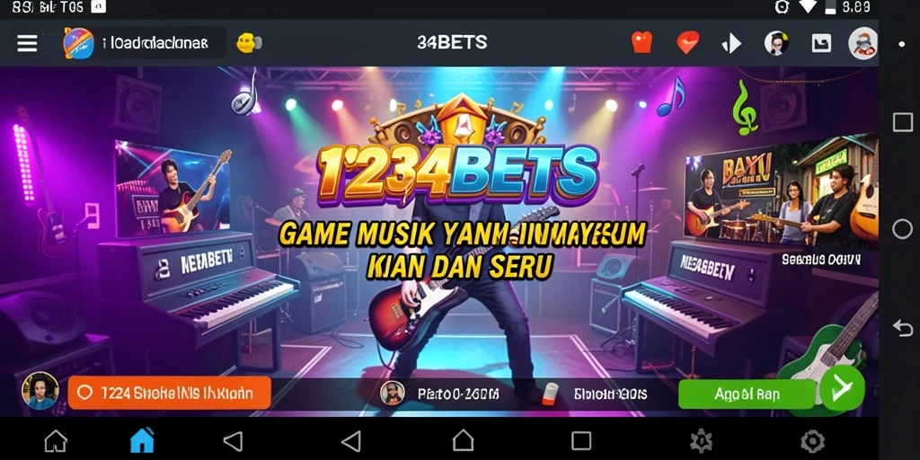 Screenshot 1234BETS menampilkan gameplay seru dengan tantangan musik.