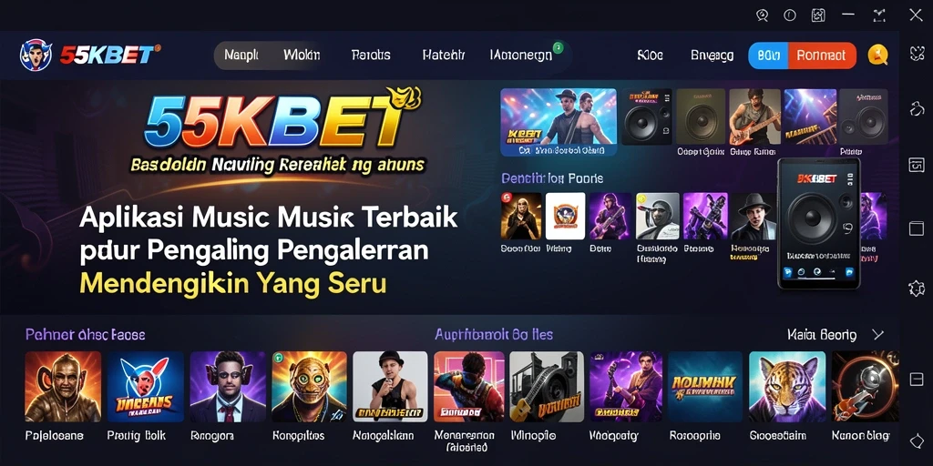 Tangkapan layar dari aplikasi 55KBET menunjukkan antarmuka musik yang atraktif.