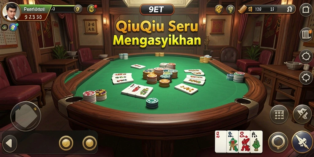 Screenshot utama 9ET menampilkan keseruan permainan QiuQiu.