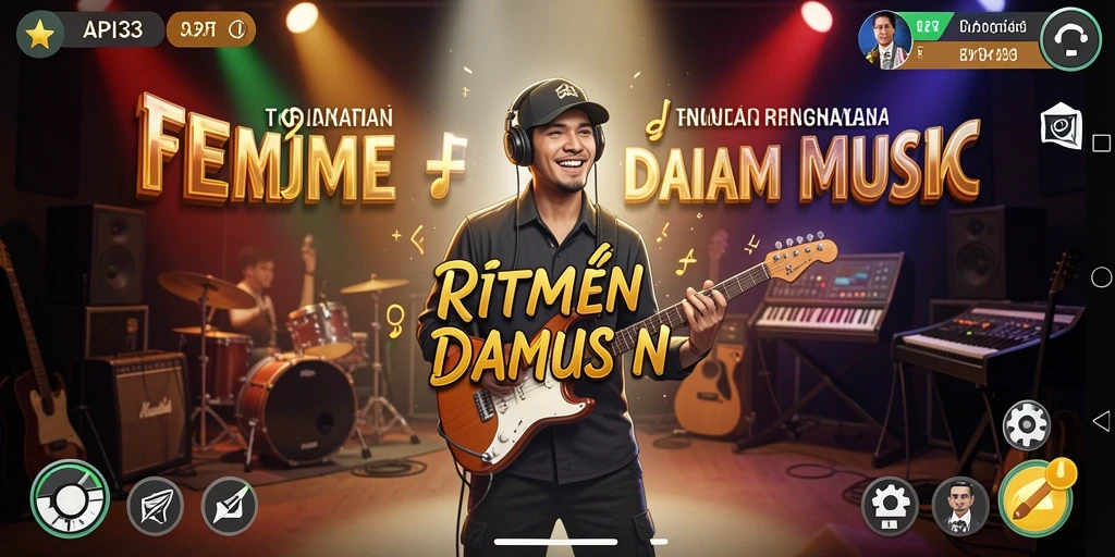 Screenshot gameplay API33 yang menunjukkan interaksi pengguna dengan musik.