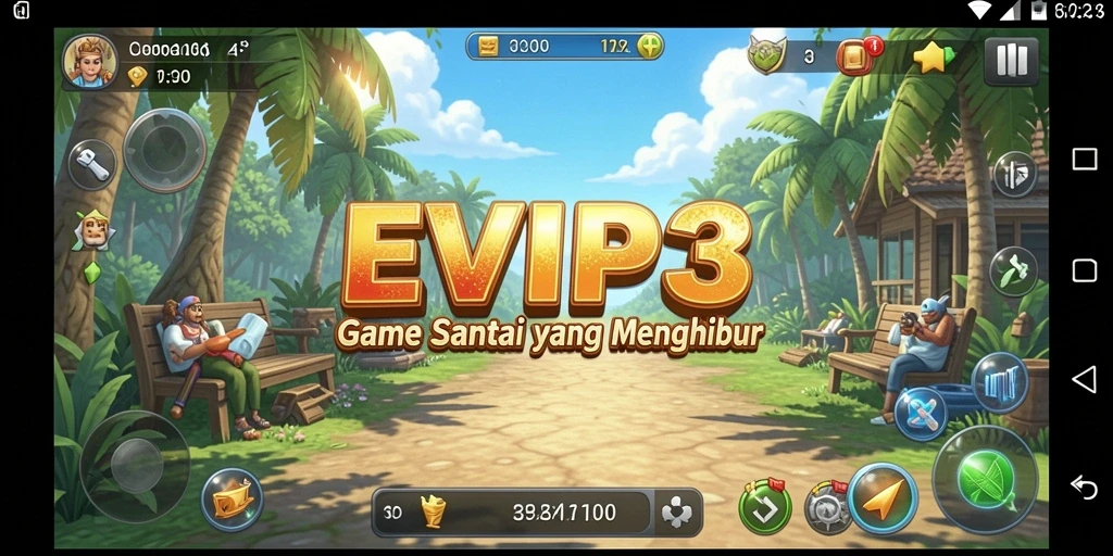 Tangkapan layar gameplay <strong>EVIP3</strong>, menampilkan suasana santai dan menghibur.