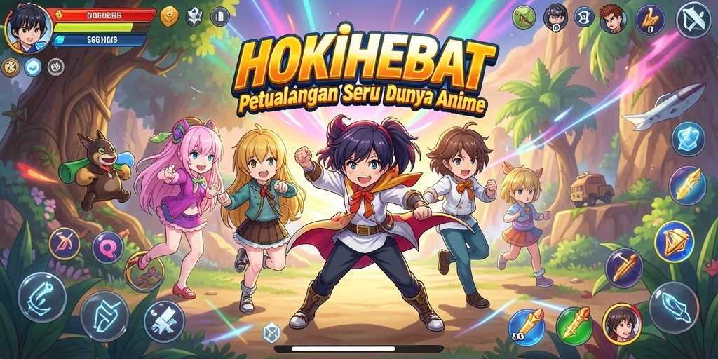 Tampilan gameplay <strong>HOKIHEBAT</strong> yang penuh aksi dan karakter Anime.