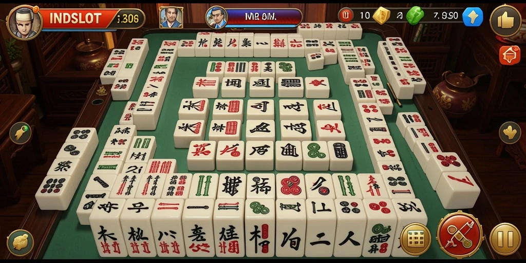 Menampilkan momen seru dalam gameplay Mahjong INDSLOT.