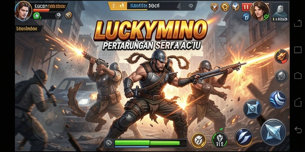 Gameplay menarik dengan pertarungan yang intens di LUCKYMINO.