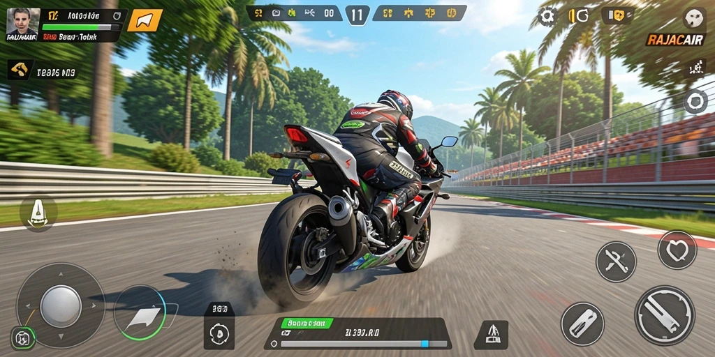 Gameplay seru dengan balapan motor yang mendebarkan.