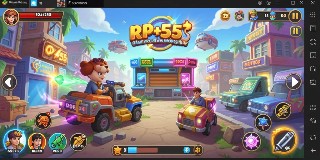 Screenshot gameplay RP55 menampilkan aksi seru dan penuh warna.