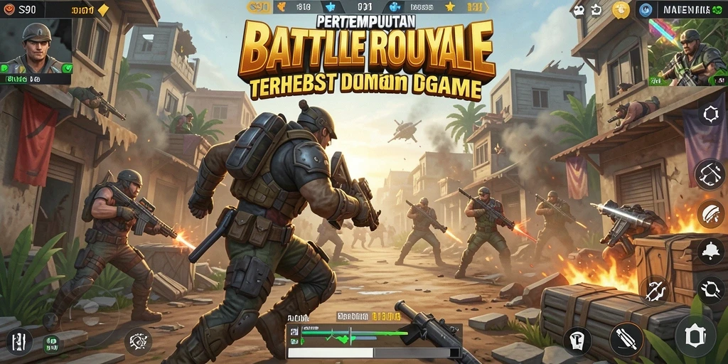 Tangkapan layar utama S80 menampilkan aksi pertempuran intens dalam game Battle Royale.