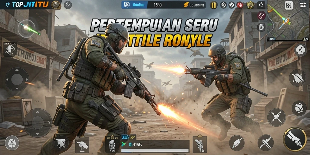 Tangkapan layar inti gameplay Battle Royale yang menegangkan.