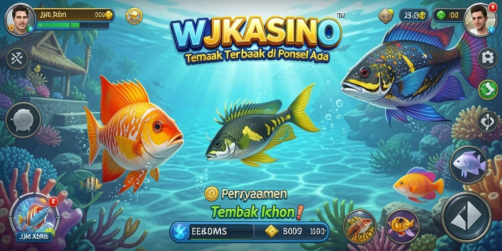 Gameplay seru WJKASINO saat menembak ikan di lautan.